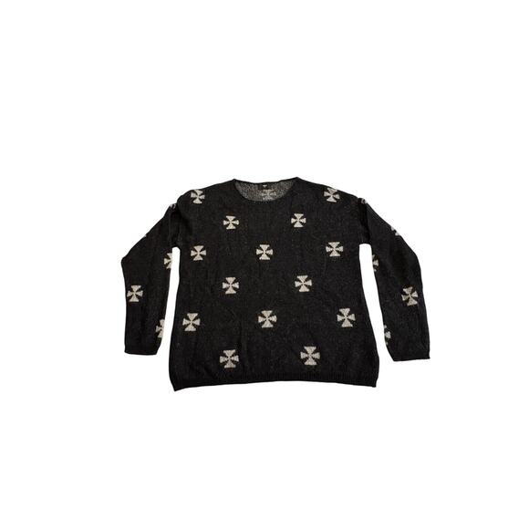 Other UK Iron Cross Black Knit Sweater Wool Mohair Mens Small / Medium - Picture 1 of 16